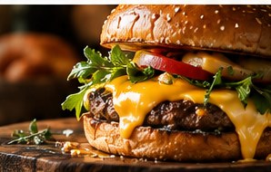 Hamburguesa con queso cheddar fundido